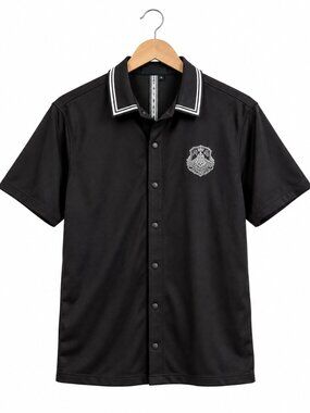 D&F Ricky Singh Men’s Black Basketball Streetwear Snap Front Polo – NWT
